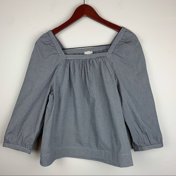J. Crew square neck peasant top mini gingham print - Picture 1 of 4